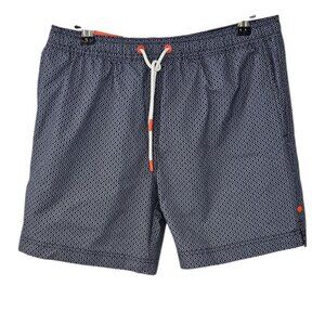 SWIMS Mens Fiordo Board Shorts, Swimming Shorts, Blue Pattern, 6" Size Small